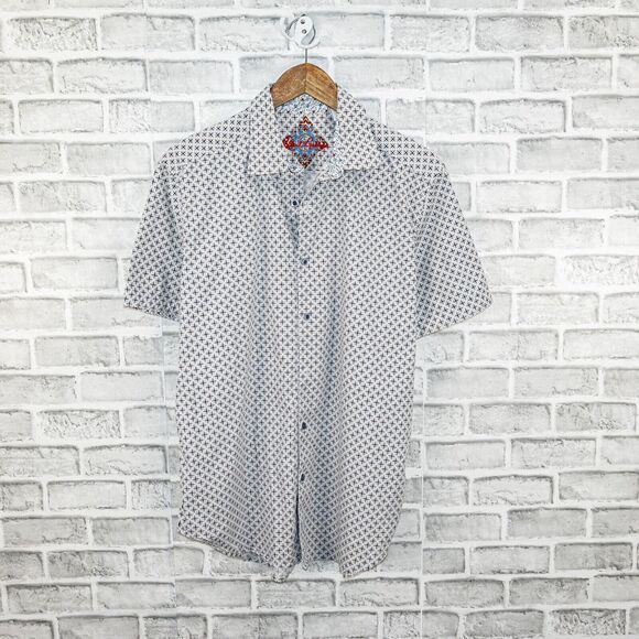 Robert Graham Men's Short Sleeve Button up MOSCOW Shirt Geo Print sz Large - Picture 1 of 6